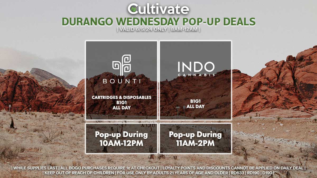 Bounti Indo Las Vegas Cultivate Durango Pop-ups