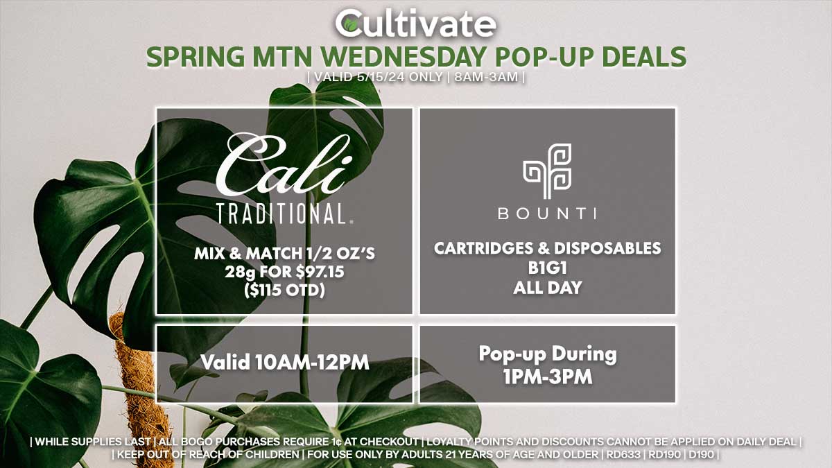 Cali Traditional Bounti Las Vegas Cultivate Spring Mountain Pop-ups