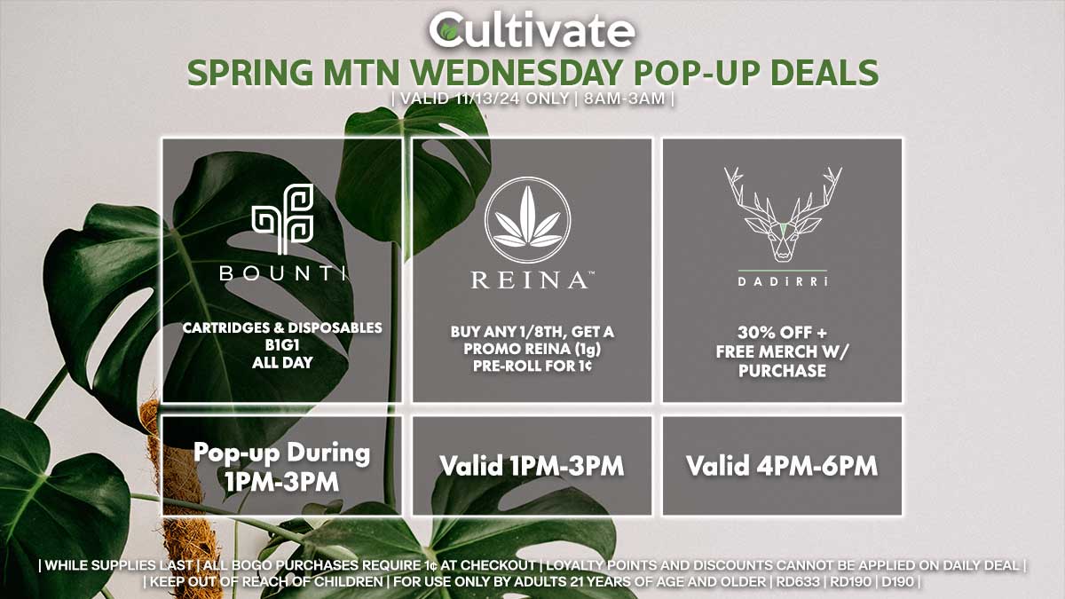 Bounti Reina Dadirri Las Vegas Cultivate Spring Mountain Pop-ups