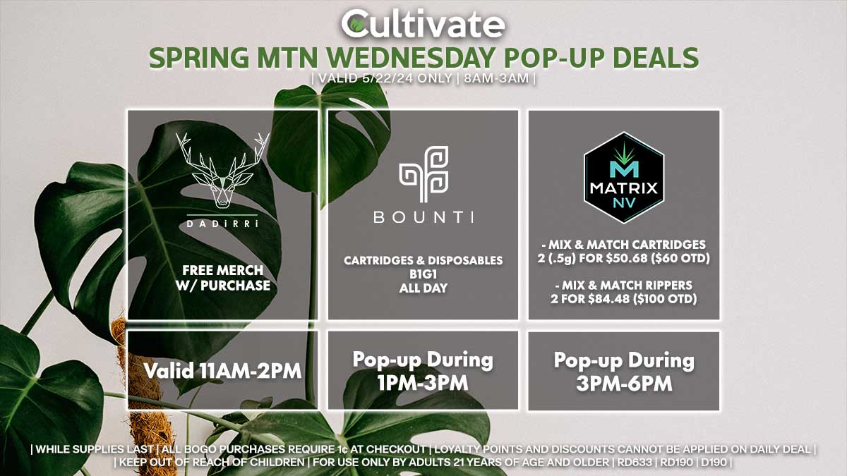 Dadirri Bounti Matrix Las Vegas Cultivate Spring Mountain Pop-ups