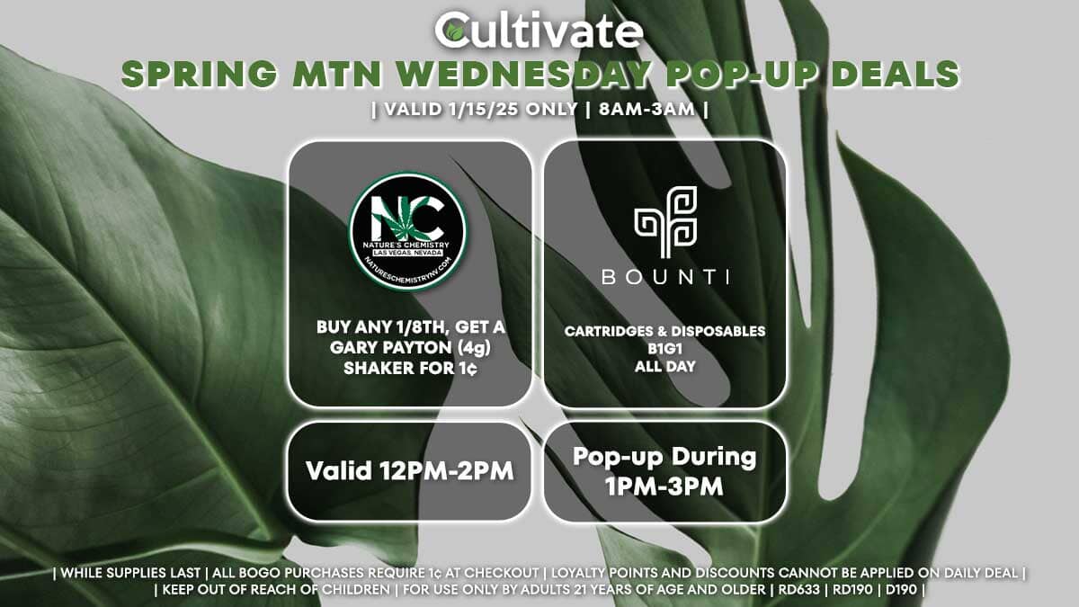 Nature's Chemistry Bounti Las Vegas Cultivate SPRING MTN Pop-ups