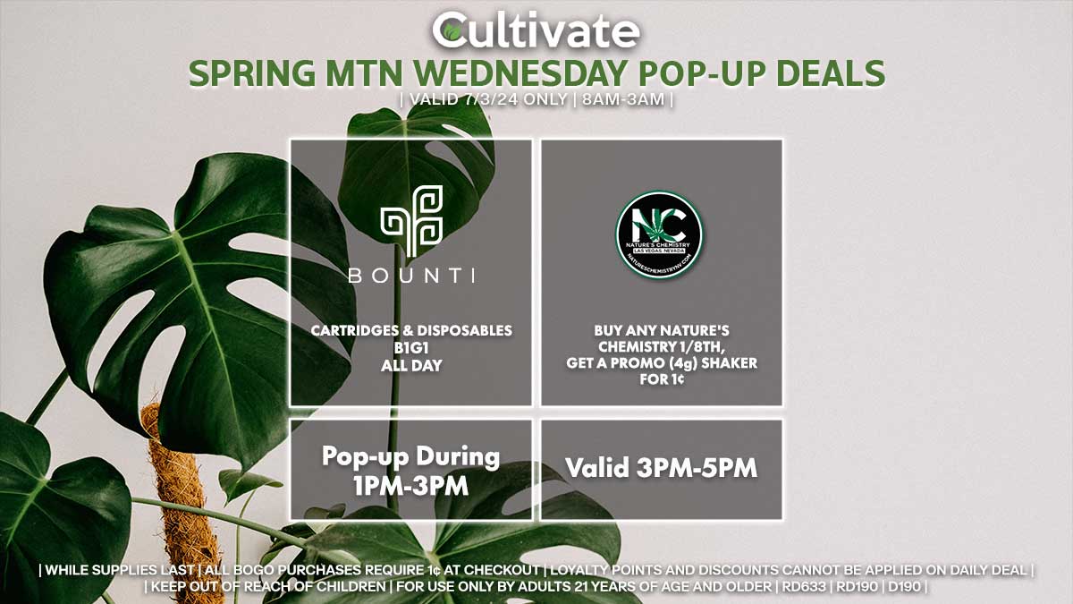 Bounti Nature's Chemistry Las Vegas Cultivate Spring Mountain Pop-ups